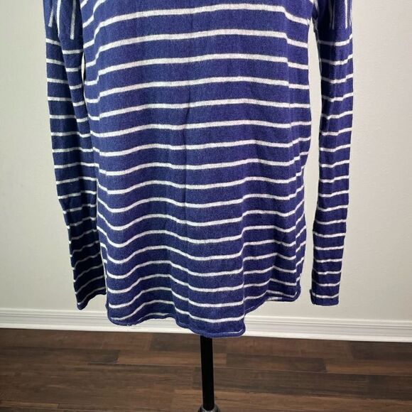 Vince Women’s Blue‎ White Striped Wool Cashmere Drop Shoulder Sweater Size S - Picture 3 of 9